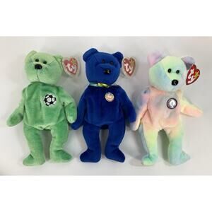 Ty Beanie Babies Bear Bundle (3pcs) Kicks, Clubby And B.B. Bear